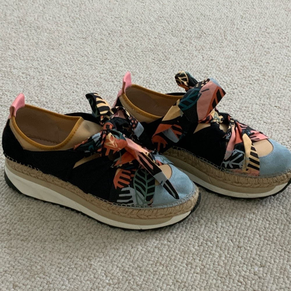 Free People Black Multicolor Espadrille Sneakers with Patterned Bow - Picture 4 of 7